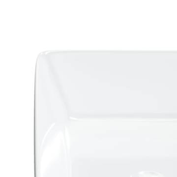 Elegant White Ceramic Wash Basin 48x37x13 cm for Bathrooms