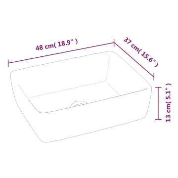 Elegant White Ceramic Wash Basin 48x37x13 cm for Bathrooms