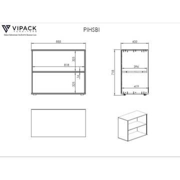 Vipack Bookcase Pino 2-Tier Wood White - Ideal for Kids' Rooms