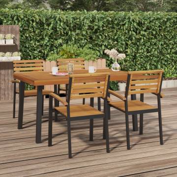 Garden Table 150x90x75 cm - Solid Acacia & Metal Legs