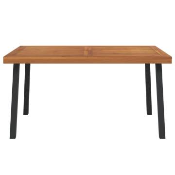 Garden Table 150x90x75 cm - Solid Acacia & Metal Legs