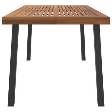 Garden Table 150x90x75 cm - Solid Acacia & Metal Legs