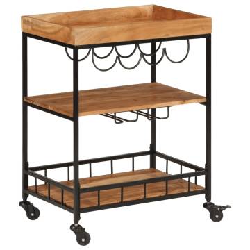 Stylish Bar Cart - Solid Acacia Wood & Iron | 60x40x80 cm