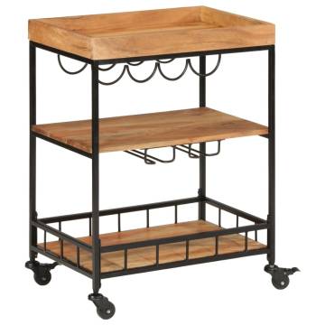 Stylish Bar Cart - Solid Acacia Wood & Iron | 60x40x80 cm