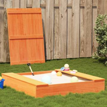 Sandpit with Cover Wax Brown - Solid Pine Wood | HipoMarket