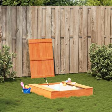 Sandpit with Cover Wax Brown - Solid Pine Wood | HipoMarket