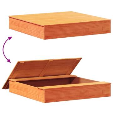 Sandpit with Cover Wax Brown - Solid Pine Wood | HipoMarket