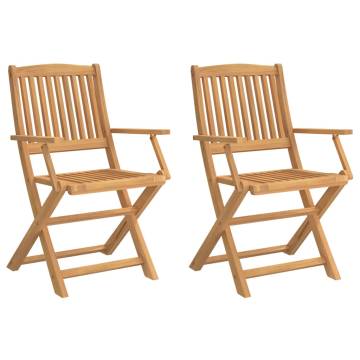 Folding Garden Chairs - 2 Pcs Solid Acacia Wood | HipoMarket UK