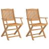 Folding Garden Chairs - 2 Pcs Solid Acacia Wood | HipoMarket UK