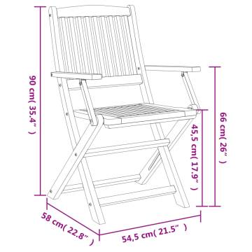 Folding Garden Chairs - 2 Pcs Solid Acacia Wood | HipoMarket UK