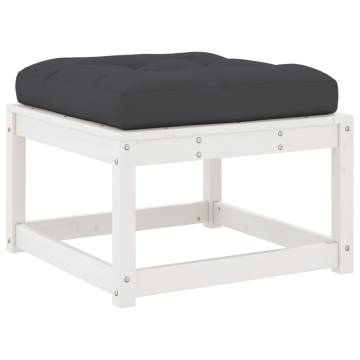 Stylish White Pine Garden Footstool with Cushions | HipoMarket