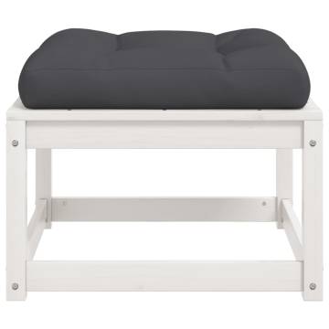 Stylish White Pine Garden Footstool with Cushions | HipoMarket