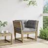 Garden Sofa Armrest with Cushions - Impregnated Pine Wood