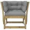 Garden Sofa Armrest with Cushions - Impregnated Pine Wood