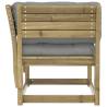 Garden Sofa Armrest with Cushions - Impregnated Pine Wood