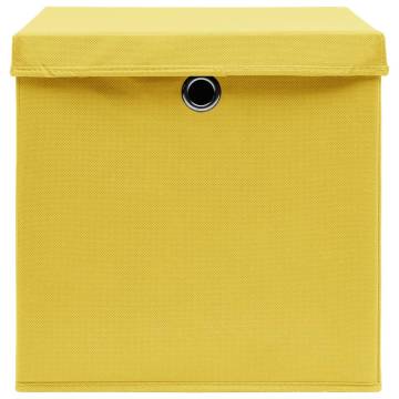 10 Pcs Yellow Storage Boxes with Covers - Durable & Stylish