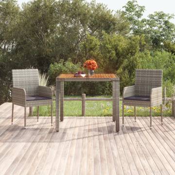 Garden Table with Wooden Top Grey 90x90 cm - Hipomarket