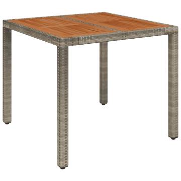 Garden Table with Wooden Top Grey 90x90 cm - Hipomarket