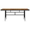 Elegant Black Garden Table - 160x70 cm Poly Rattan & Wood