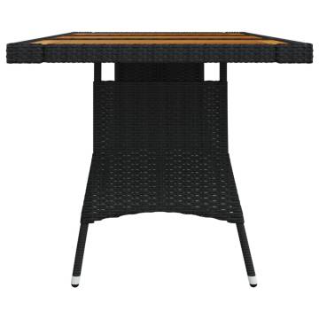 Elegant Black Garden Table - 160x70 cm Poly Rattan & Wood