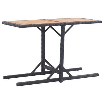 Stylish Black Garden Table - Solid Acacia Wood & Poly Rattan