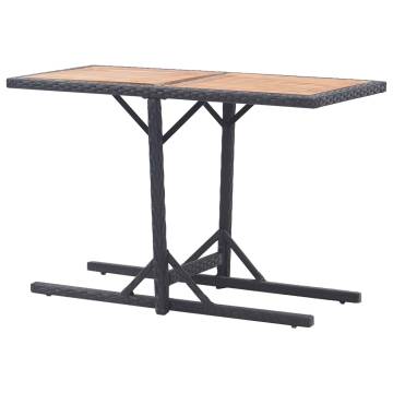 Stylish Black Garden Table - Solid Acacia Wood & Poly Rattan