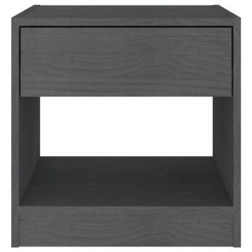 Stylish Grey Bedside Cabinet - Solid Pinewood 40x31x40 cm