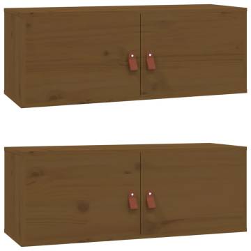 Wall Cabinets 2 pcs Honey Brown - Solid Pine Wood Storage