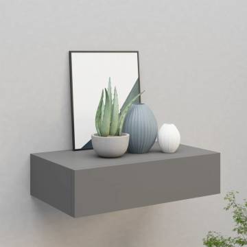 Wall-mounted Drawer Shelf Grey - Elegant Floating Storage