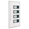 Elegant White Front Door 110x210 cm - Aluminium & PVC