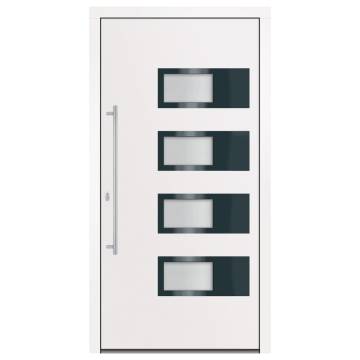 Elegant White Front Door 110x210 cm - Aluminium & PVC