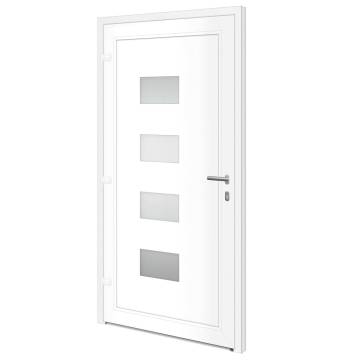 Elegant White Front Door 110x210 cm - Aluminium & PVC