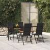 5 Piece Garden Dining Set Black and Brown Poly Rattan Size 160 cm table length Number of 4 