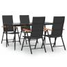 5 Piece Garden Dining Set - Black & Brown Poly Rattan