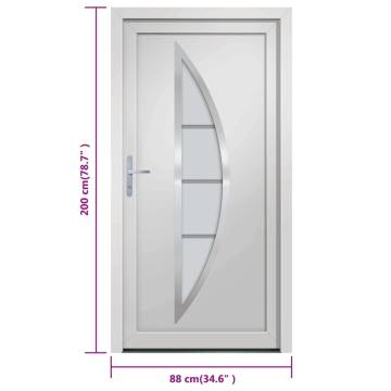 Front Door White 88x200 cm PVC - Secure & Elegant