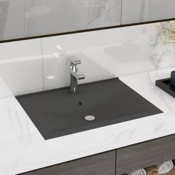 Luxury Matt Dark Grey Basin with Faucet Hole - Elegant Design