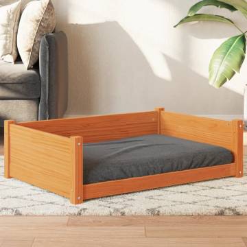 Premium Dog Bed in Wax Brown | Solid Pine Wood 95.5x65.5x28 cm