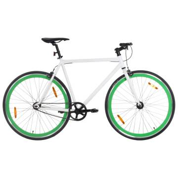 Fixed Gear Bike White & Green 55cm - Perfect for Commuting