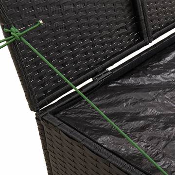 Garden Storage Box Black 291L - Durable Poly Rattan Design