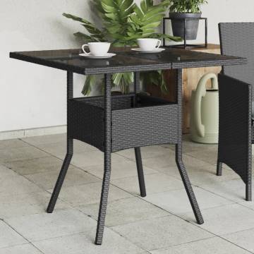 Garden Table with Glass Top Black 80x80 cm - Hipomarket