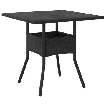 Garden Table with Glass Top Black 80x80 cm - Hipomarket