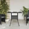 Garden Table with Glass Top Black 80x80 cm - Hipomarket