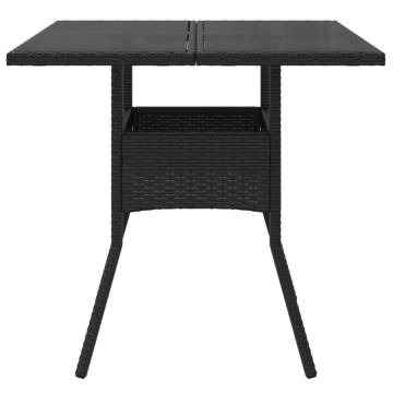 Garden Table with Glass Top Black 80x80 cm - Hipomarket