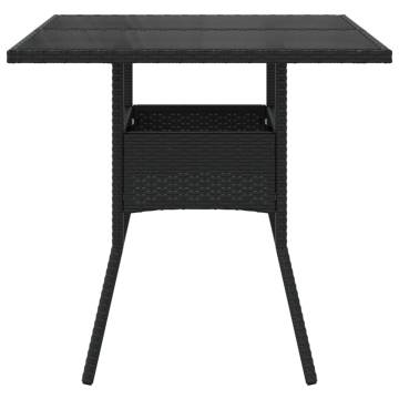 Garden Table with Glass Top Black 80x80 cm - Hipomarket