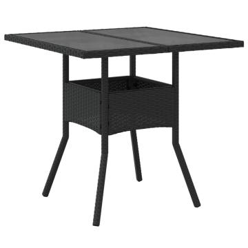 Garden Table with Glass Top Black 80x80 cm - Hipomarket