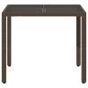 Stylish Brown Garden Table with Glass Top - 90x90 cm