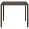 Stylish Brown Garden Table with Glass Top - 90x90 cm