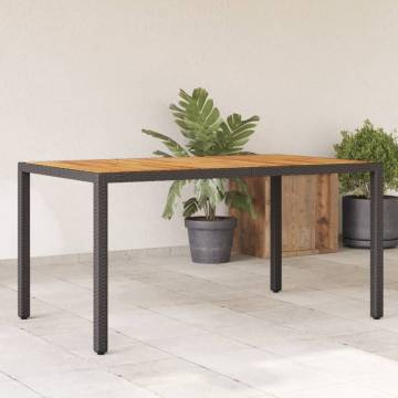 Garden Table with Acacia Wood Top - 150x90 cm, Black | Hipo Market