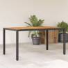 Garden Table with Acacia Wood Top Black 150x90x75 cm Poly Rattan Colour black Quantity in Package 4 