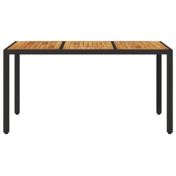 Garden Table with Acacia Wood Top - 150x90 cm, Black | Hipo Market